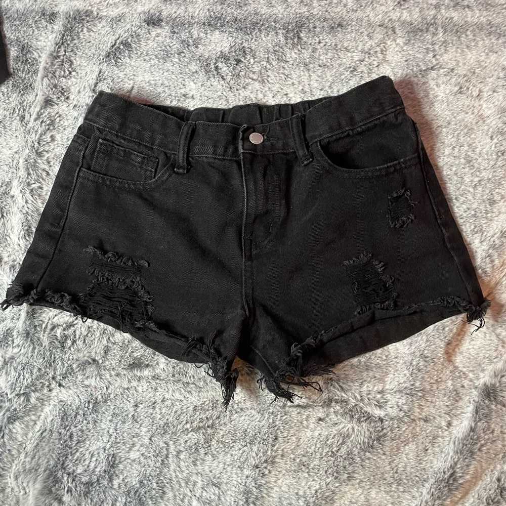 Black denim shorts